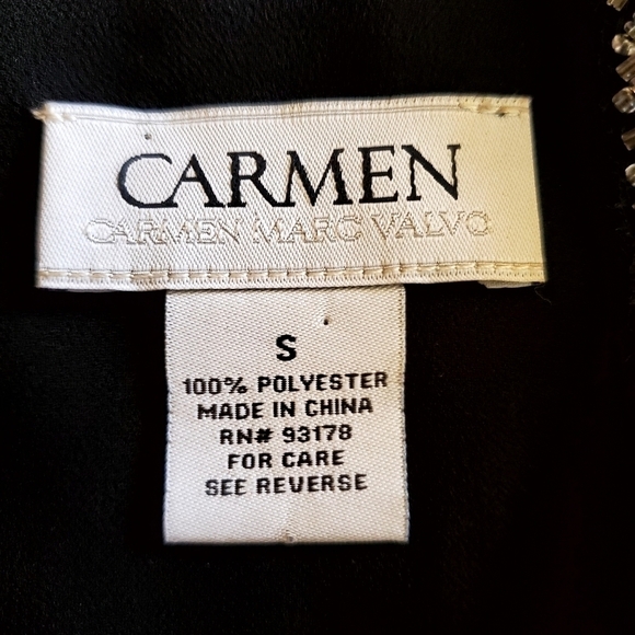 🟢1079 * Carmen Marc Valvo Accordion Pleated Blouse Black Size S - Picture 3 of 10